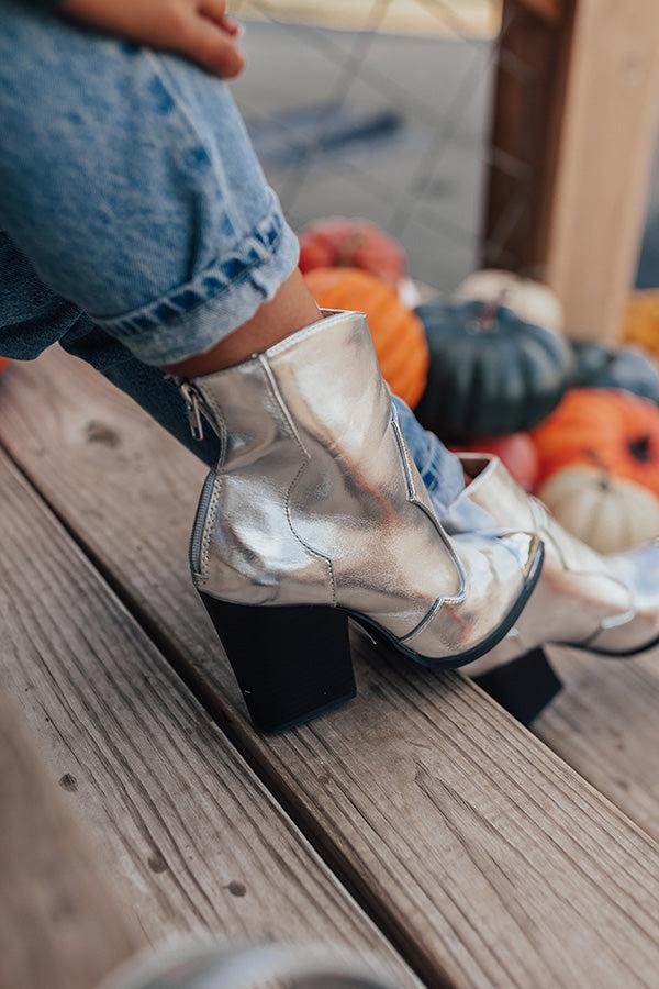 Impressions The Kaylie Metallic Bootie In Silver