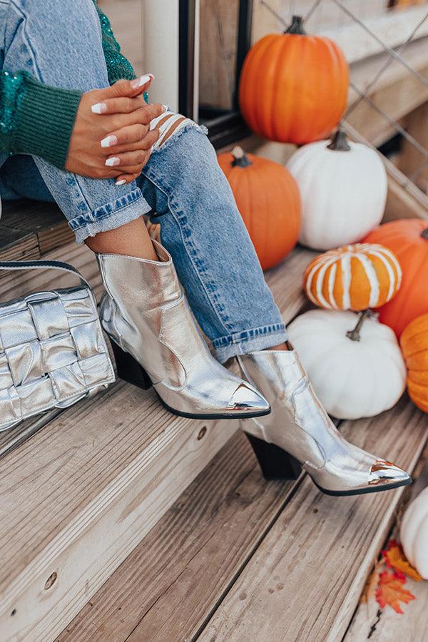 Impressions The Kaylie Metallic Bootie In Silver