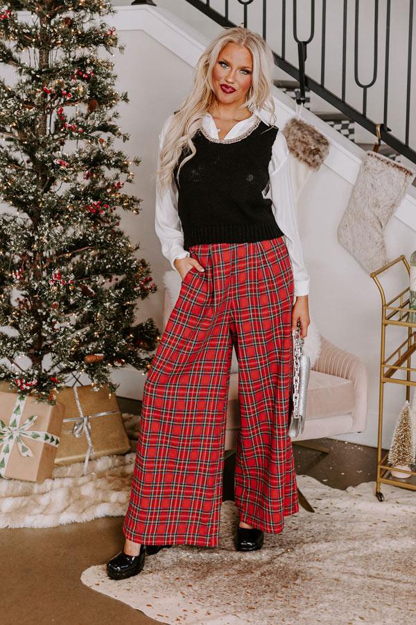 Impressions The Kaylie Wide Leg Plaid Pants