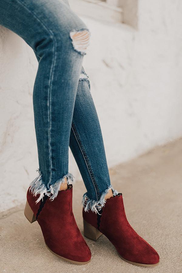 Impressions The Landon Faux Suede Bootie In Wine