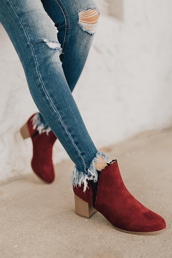 Impressions The Landon Faux Suede Bootie In Wine