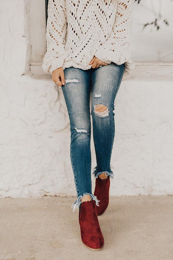 Impressions The Landon Faux Suede Bootie in Wine