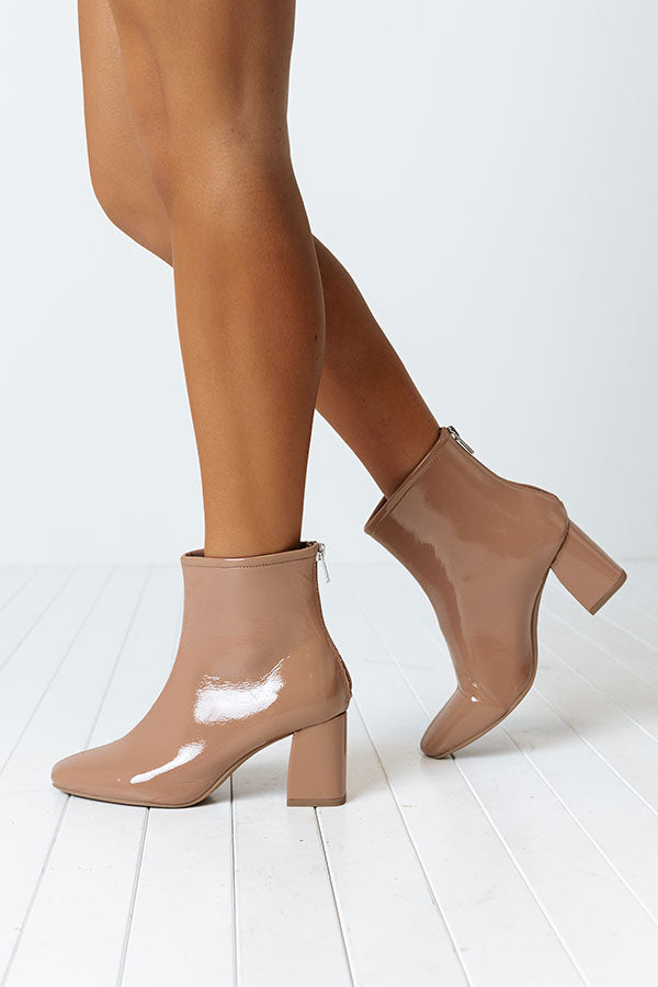 Impressions The Leena Patent Bootie In Latte