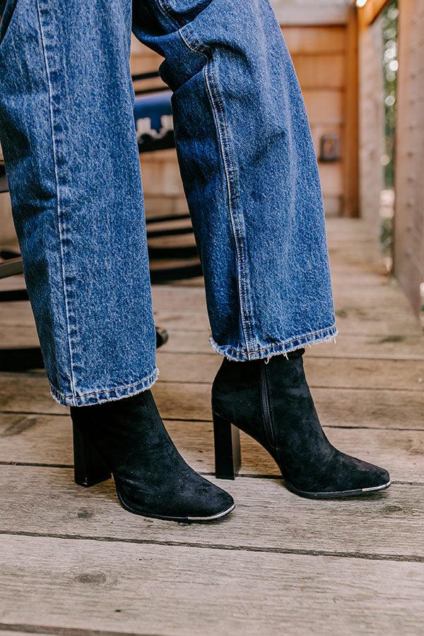 Impressions The Luna Faux Suede Bootie In Black