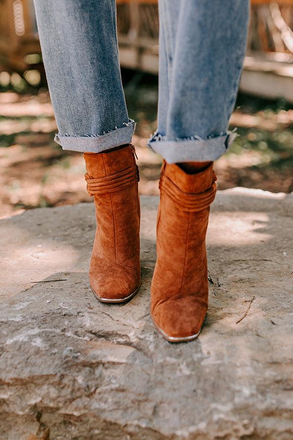 Impressions The Luna Faux Suede Bootie In Brown