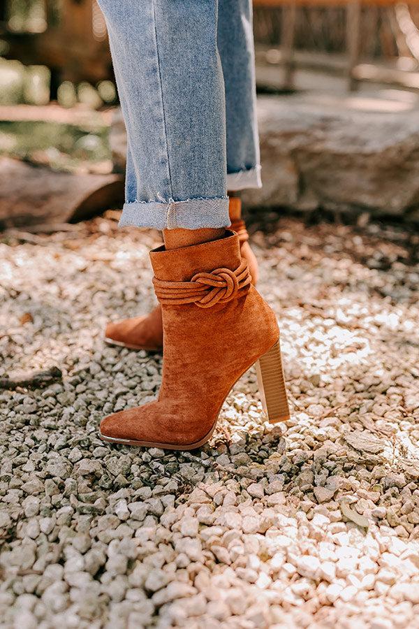 Impressions The Luna Faux Suede Bootie In Brown