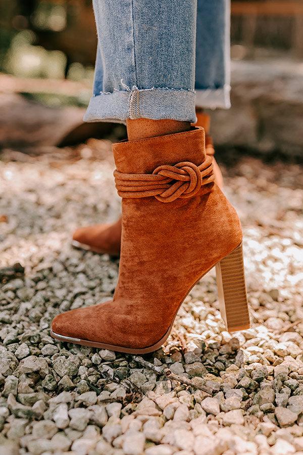 Impressions The Luna Faux Suede Bootie In Brown