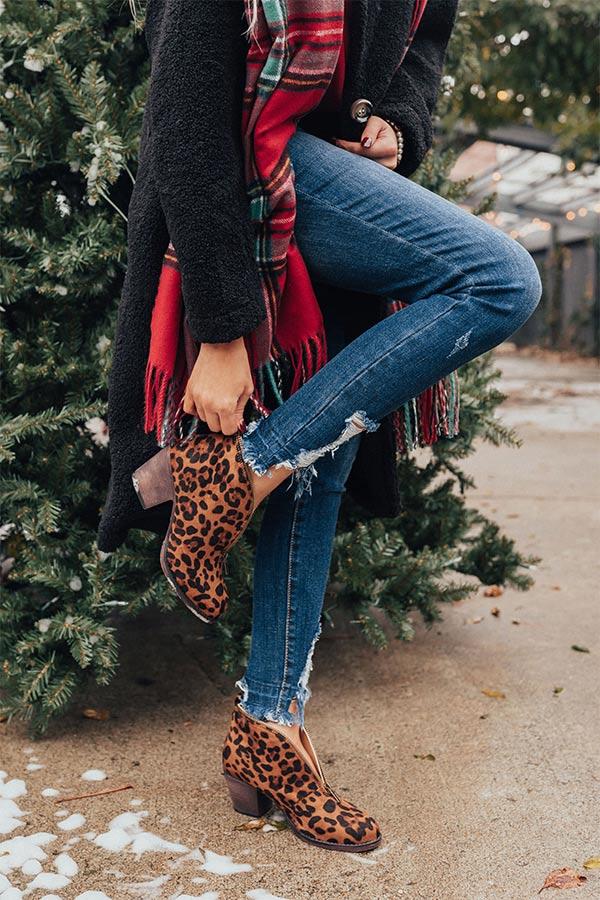 Impressions The Mallory Faux Suede Leopard Bootie