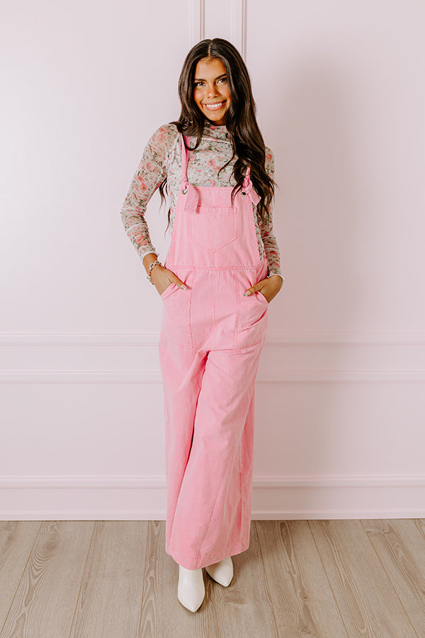 Impressions The Meena Denim Overalls In Pink