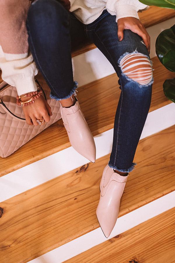 Impressions The Moira Faux Leather Bootie In Blush