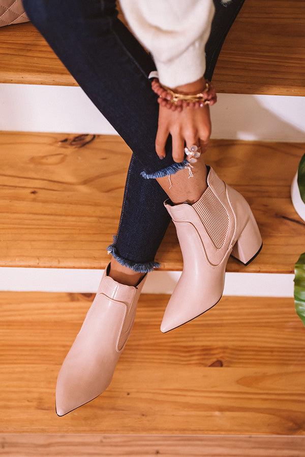 Impressions The Moira Faux Leather Bootie In Blush