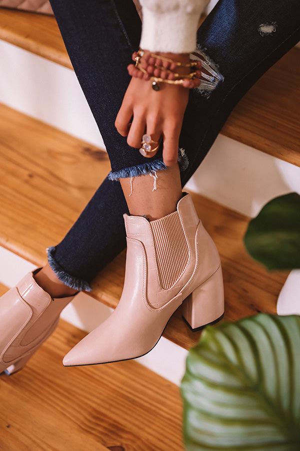 Impressions The Moira Faux Leather Bootie In Blush