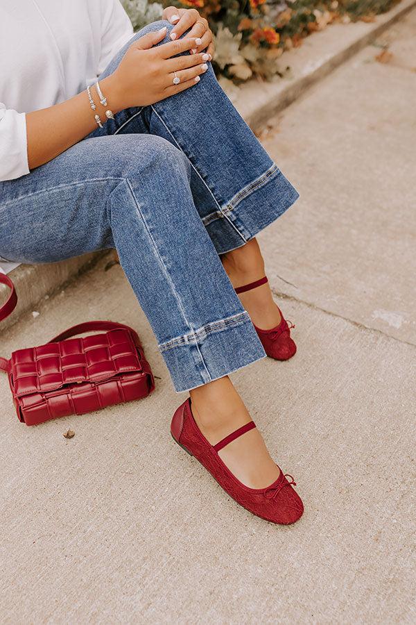 Impressions The Myla Lace Flats In Wine