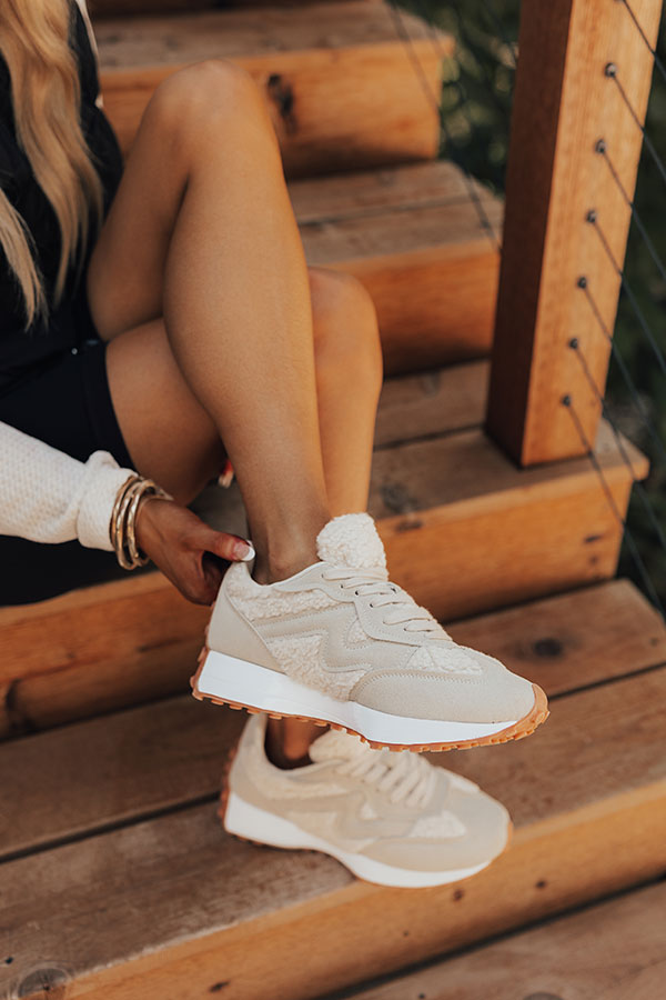 Impressions The Norah Sherpa Sneaker In Beige