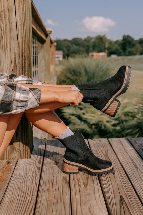 Impressions The Parke Faux Suede Boot In Black