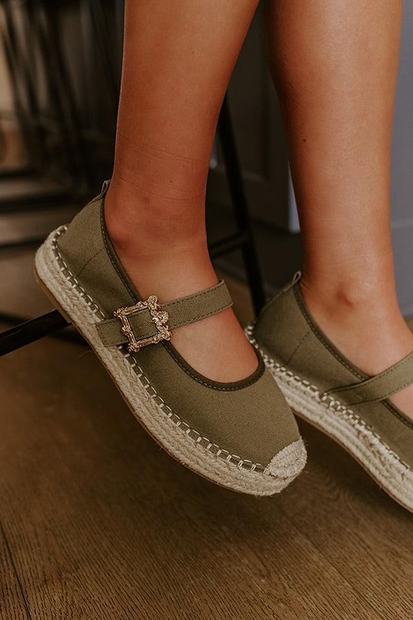 Impressions The Reagan Espadrille Flats In Olive