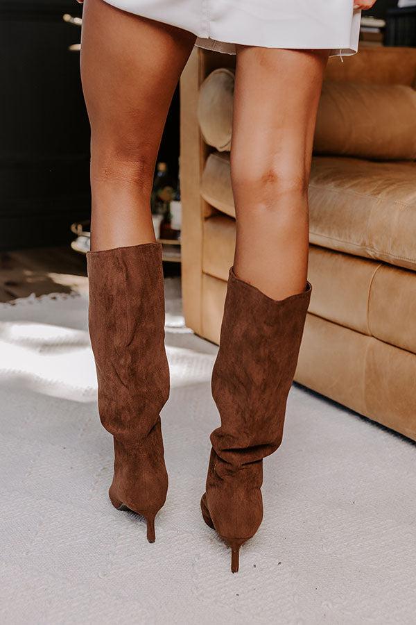 Impressions The Sadie Faux Suede Boot In Chocolate