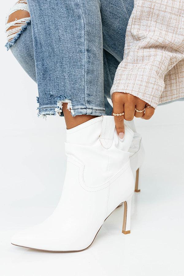 Impressions The Seya Faux Leather Bootie In Ivory
