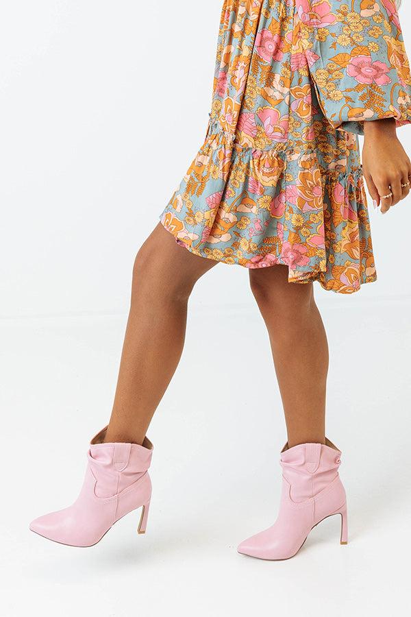 Impressions The Seya Faux Leather Bootie In Pink