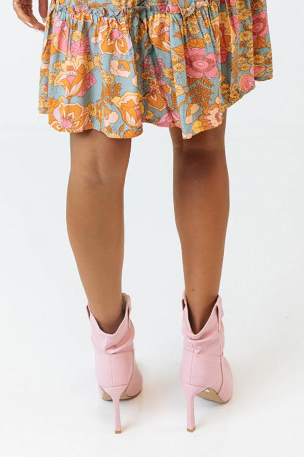 Impressions The Seya Faux Leather Bootie In Pink