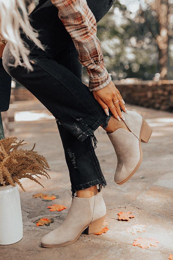 Impressions The Shawn Faux Leather Bootie In Taupe