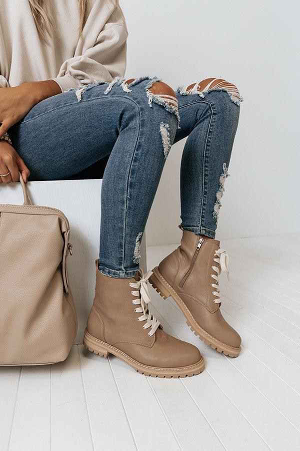 Impressions The Sibina Faux Leather Boot In Taupe