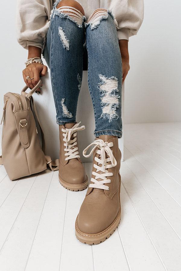 Impressions The Sibina Faux Leather Boot In Taupe