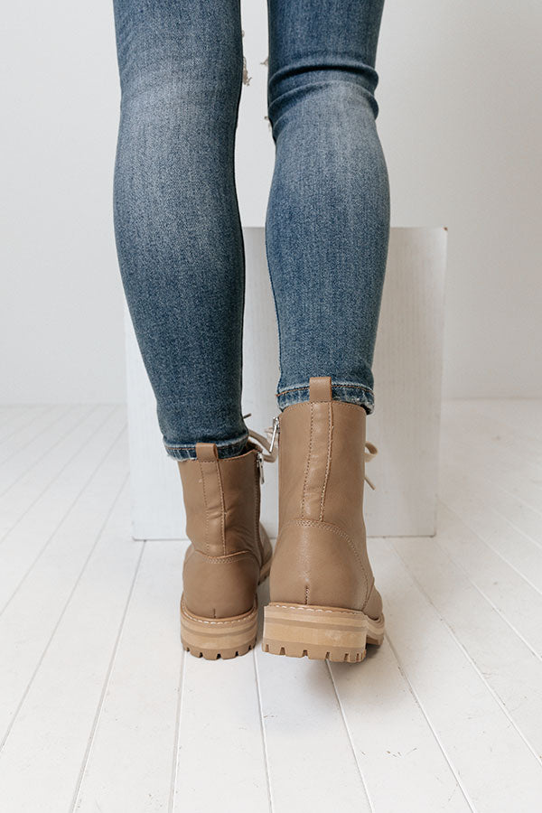 Impressions The Sibina Faux Leather Boot In Taupe