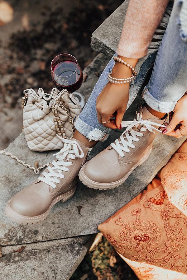 Impressions The Sibina Faux Leather Boot In Taupe
