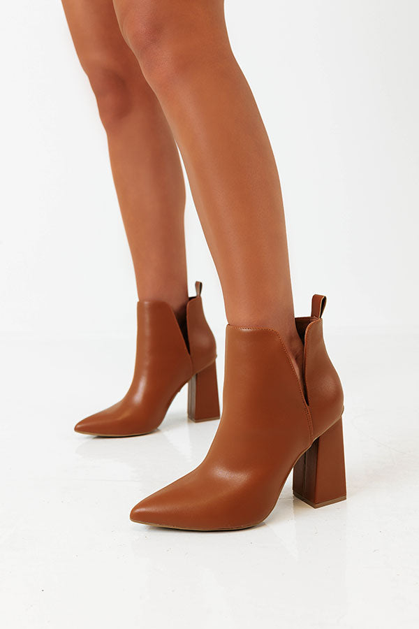 Impressions The Sibyl Faux Leather Bootie In Camel