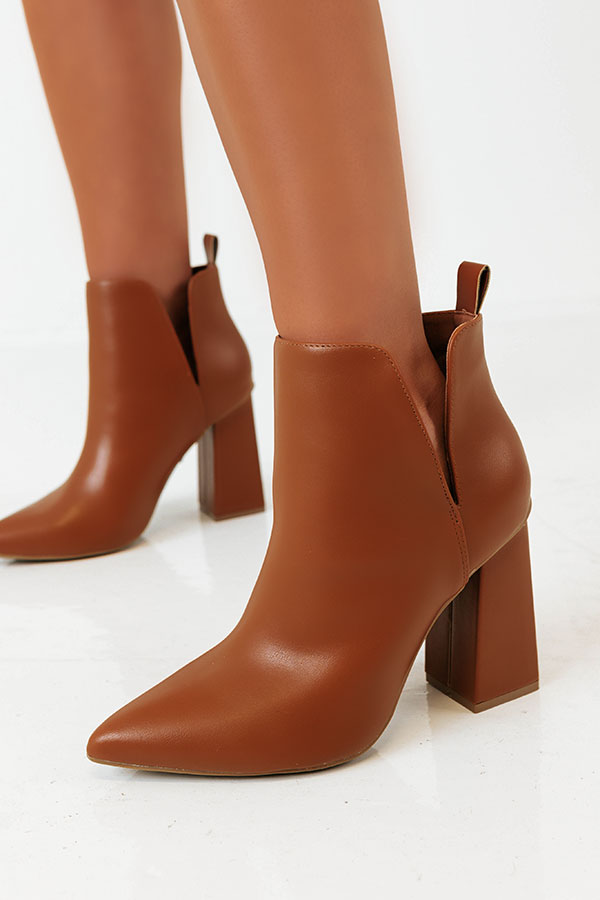 Impressions The Sibyl Faux Leather Bootie In Camel