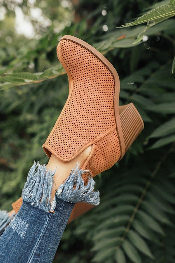 Impressions The Stella Perforated Bootie In Tan