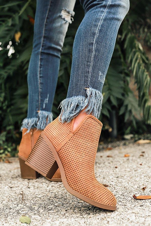 Impressions The Stella Perforated Bootie in Tan