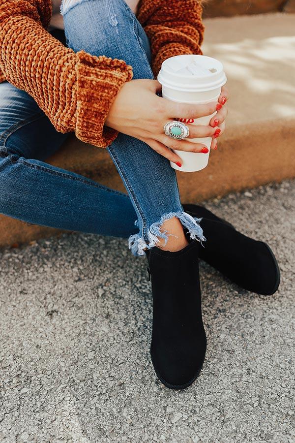 Impressions The Tawny Faux Suede Bootie In Black