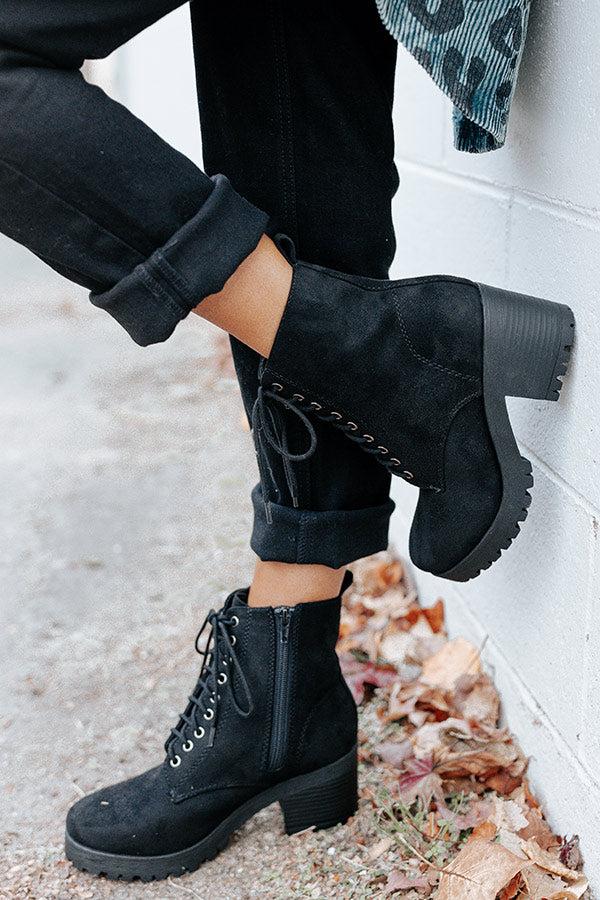 Impressions The Timber Faux Suede Bootie In Black