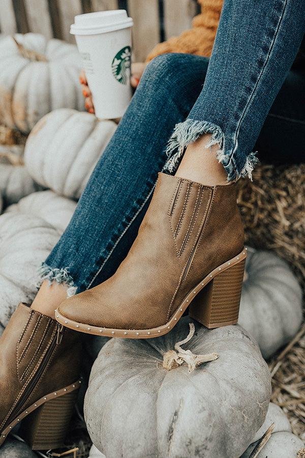 Impressions The Tori Faux Leather Bootie In Mocha