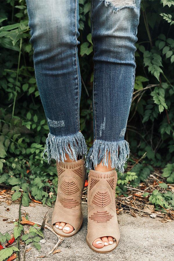 Impressions The Torrance Peep Toe Bootie In Taupe