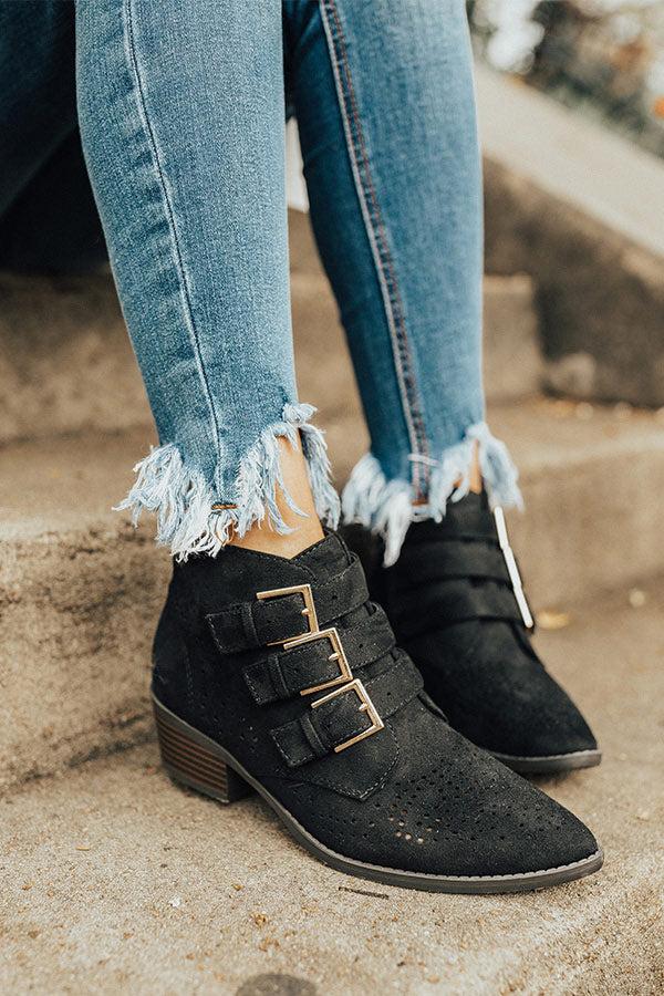 Impressions The Willa Faux Suede Bootie In Black