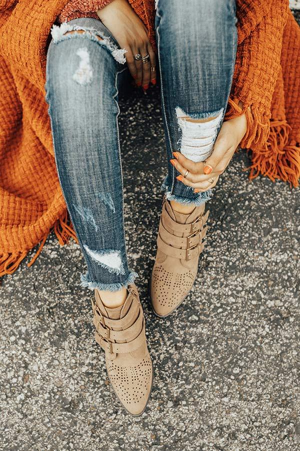 Impressions The Willa Faux Suede Bootie In Taupe