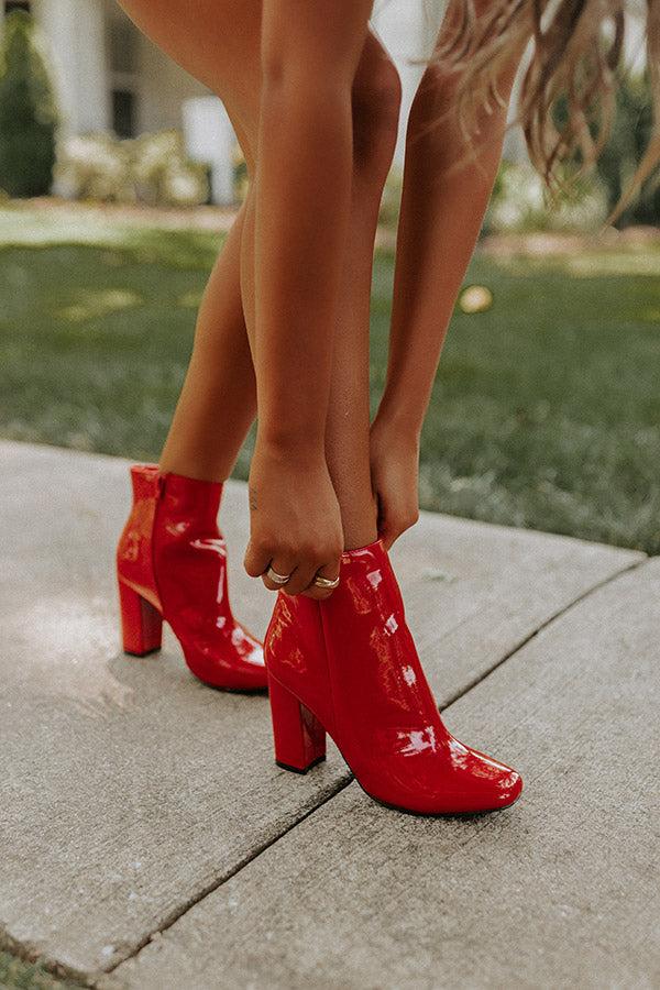 Impressions The Yasmine Patent Bootie In Red