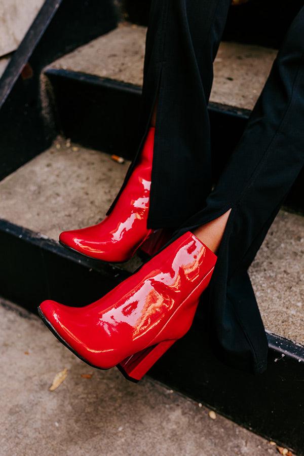 Impressions The Yasmine Patent Bootie In Red