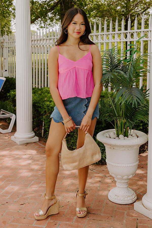 Impressions Thrill Me Satin Babydoll Tank In Pink