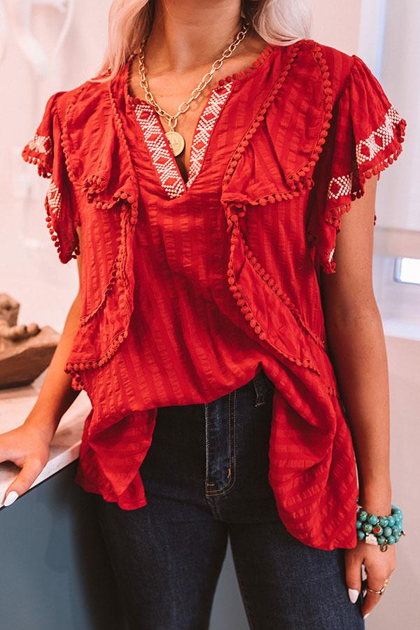 Impressions Tiki Hut Ruffle Top