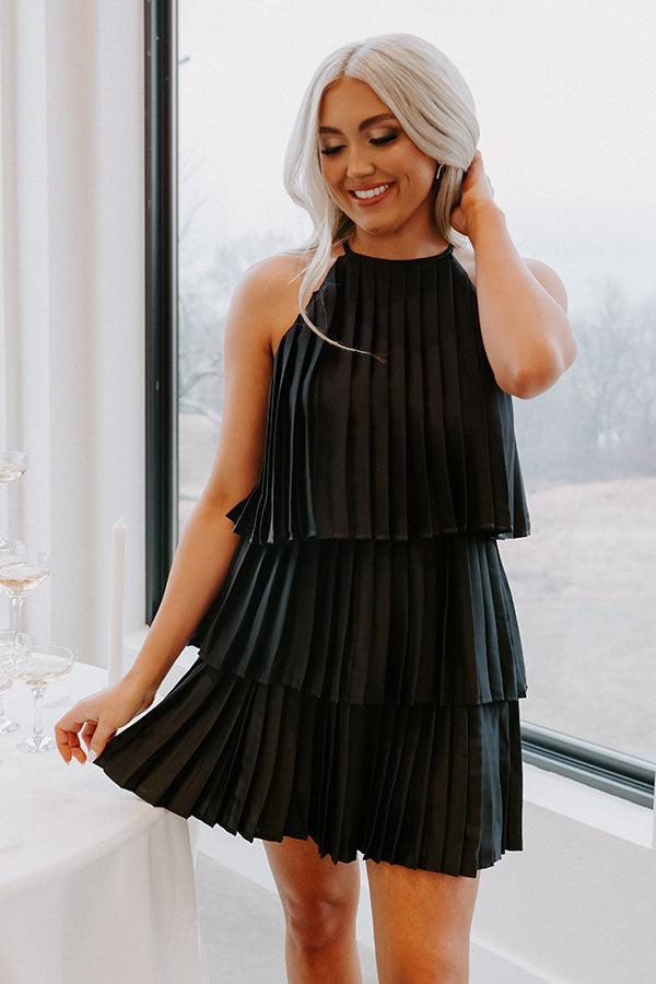 Impressions Time To Dance Pleated Dress In Black