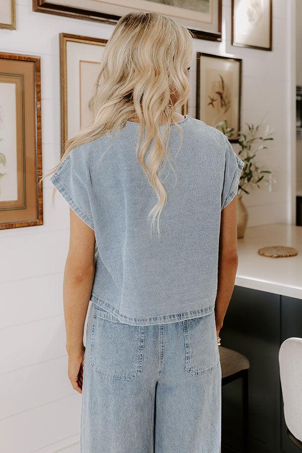 Impressions Total Flirt Front Tie Denim Top