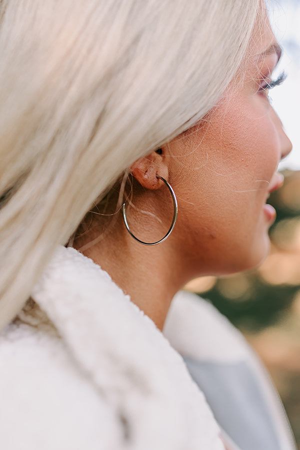 Impressions Trading Up Hoop Earrings In Silver