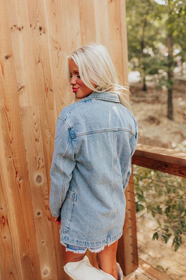 Impressions Train To Paris Denim Oversized Blazer