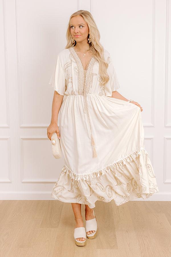 Impressions Travel To Tulum Embroidered Midi Dress