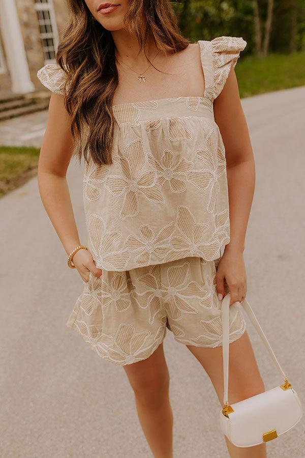 Impressions Tropical Escape Floral Embroidered Top