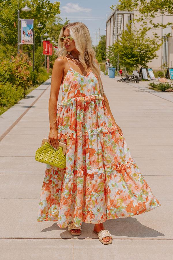 Impressions Tropical Shoreline Ruffle Maxi